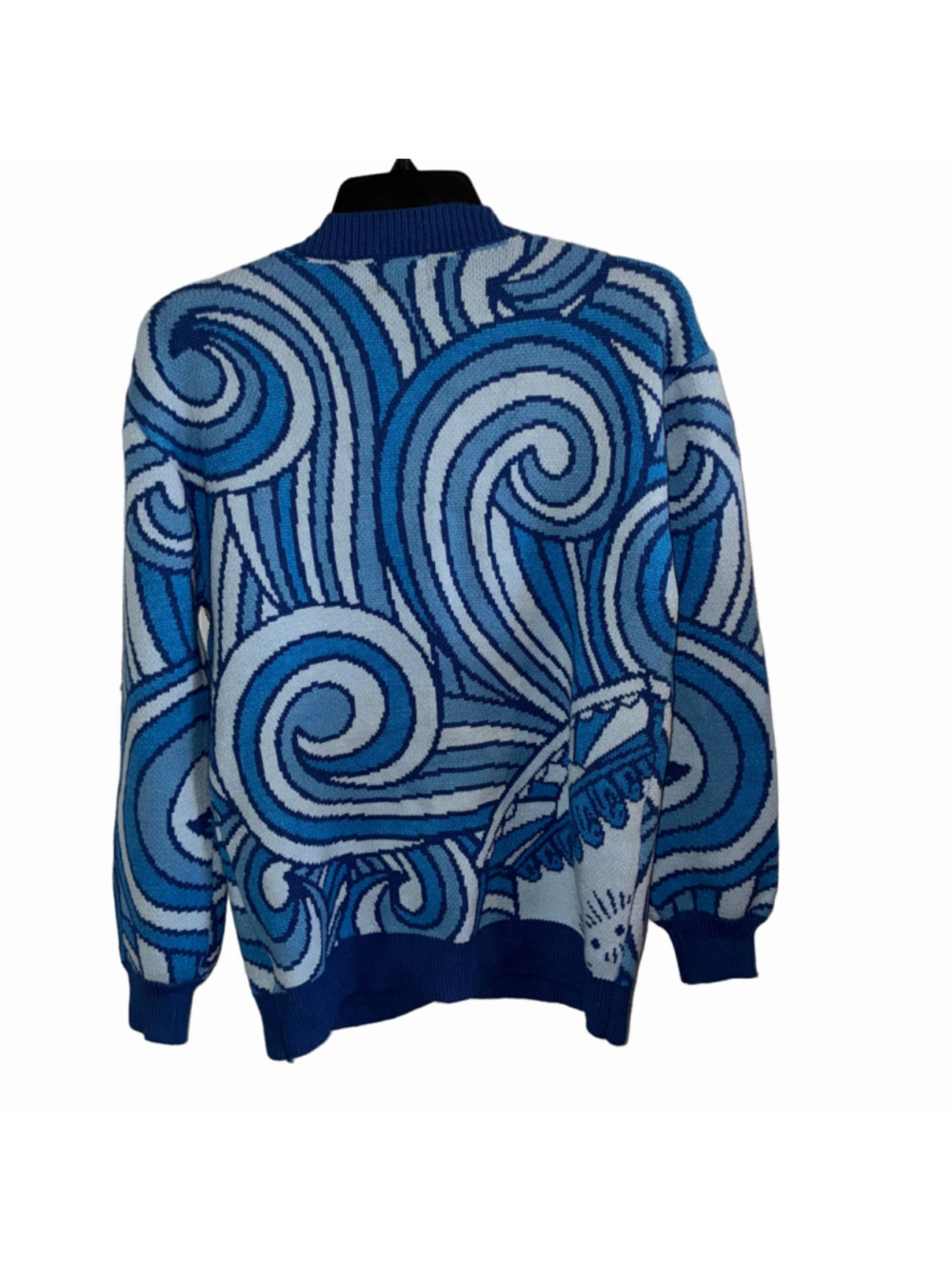 Steady Hands Aquarius Zodiac Blue Swirl Cardigan Sweater Size Small Medium - Picture 2 of 5